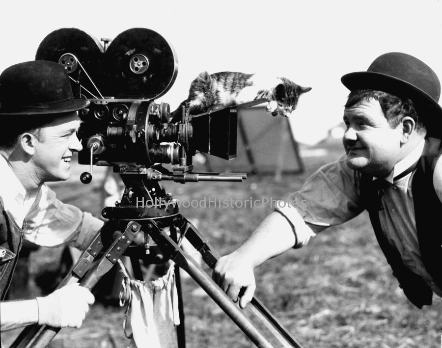 Laurel & Hardy 1928 The Finishing Touch with their cat on the camera.jpg